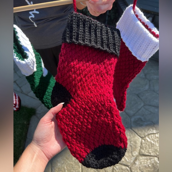 Hand Crocheted Traditional Christmas Stockings With Customizable Name Tag! - Picture 10 of 17